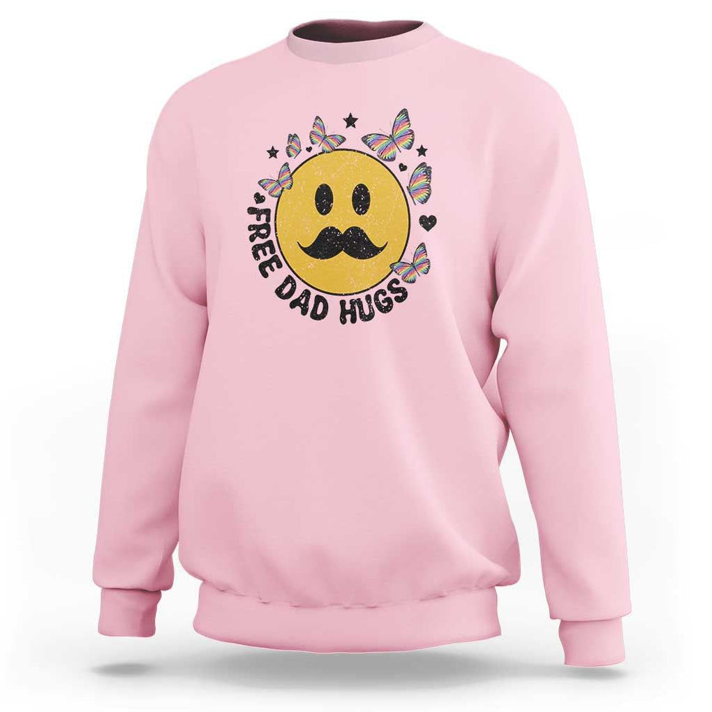 LGBT Free Dad Hugs Sweatshirt Gay Pride Month Retro Groove Face Community TS11 Light Pink Print Your Wear