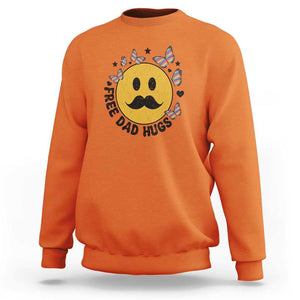 LGBT Free Dad Hugs Sweatshirt Gay Pride Month Retro Groove Smiley Face Community TS11 Orange Print Your Wear