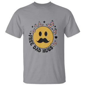 LGBT Free Dad Hugs T Shirt Gay Pride Month Retro Groove Face Community TS11 Sport Gray Print Your Wear