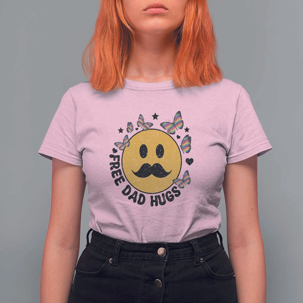 LGBT Free Dad Hugs T Shirt For Women Gay Pride Month Retro Groove Face Community TS11 Light Pink Print Your Wear