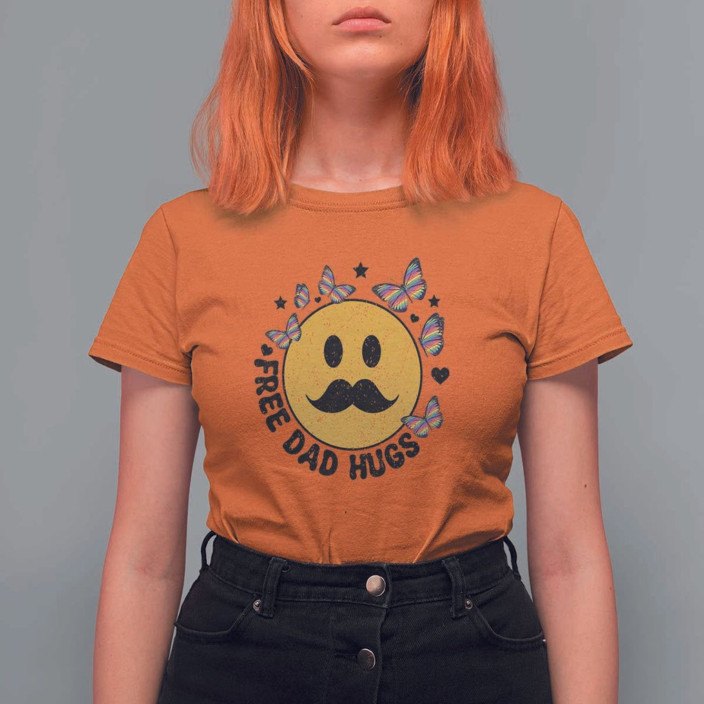 LGBT Free Dad Hugs T Shirt For Women Gay Pride Month Retro Groove Smiley Face Community TS11 Orange Print Your Wear
