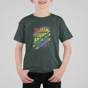 Proud Ally T Shirt For Kid Human Rights Are My Pride Rainbow LGBT Flag TS11 Dark Forest Green Print Your Wear
