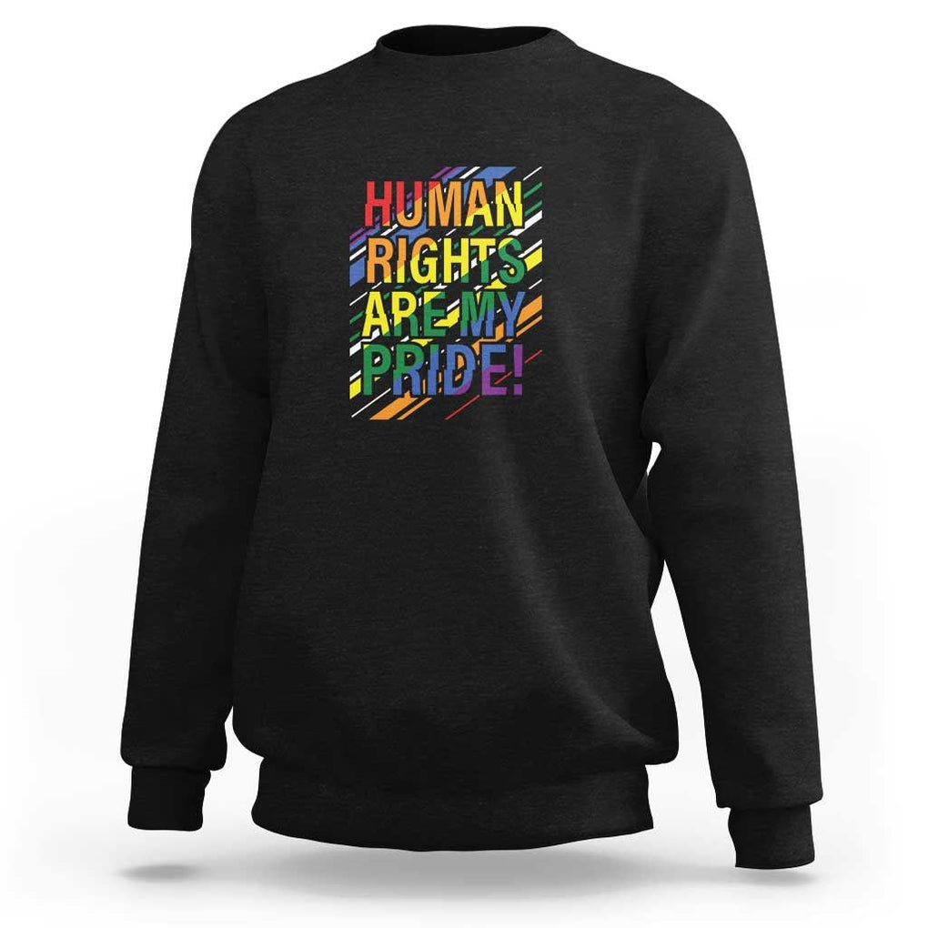 Proud Ally Sweatshirt Human Rights Are My Pride Rainbow LGBT Flag TS11 Black Print Your Wear