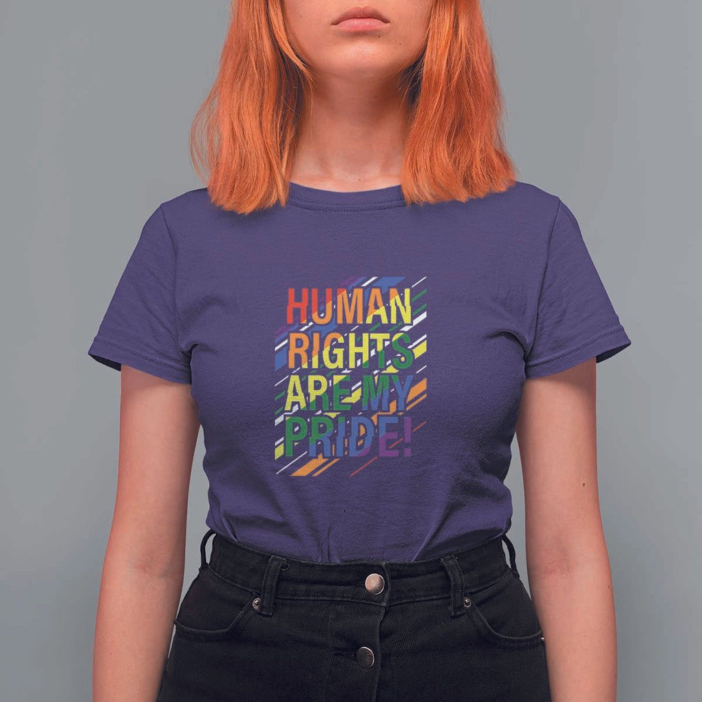 Proud Ally T Shirt For Women Human Rights Are My Pride Rainbow LGBT Flag TS11 Purple Print Your Wear