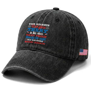 Funny The Rockets Red Glare Terry In His Chair His Reverse Needs Repair Washed Cotton Baseball Cap 4th Of July Meme TS11 Print Your Wear