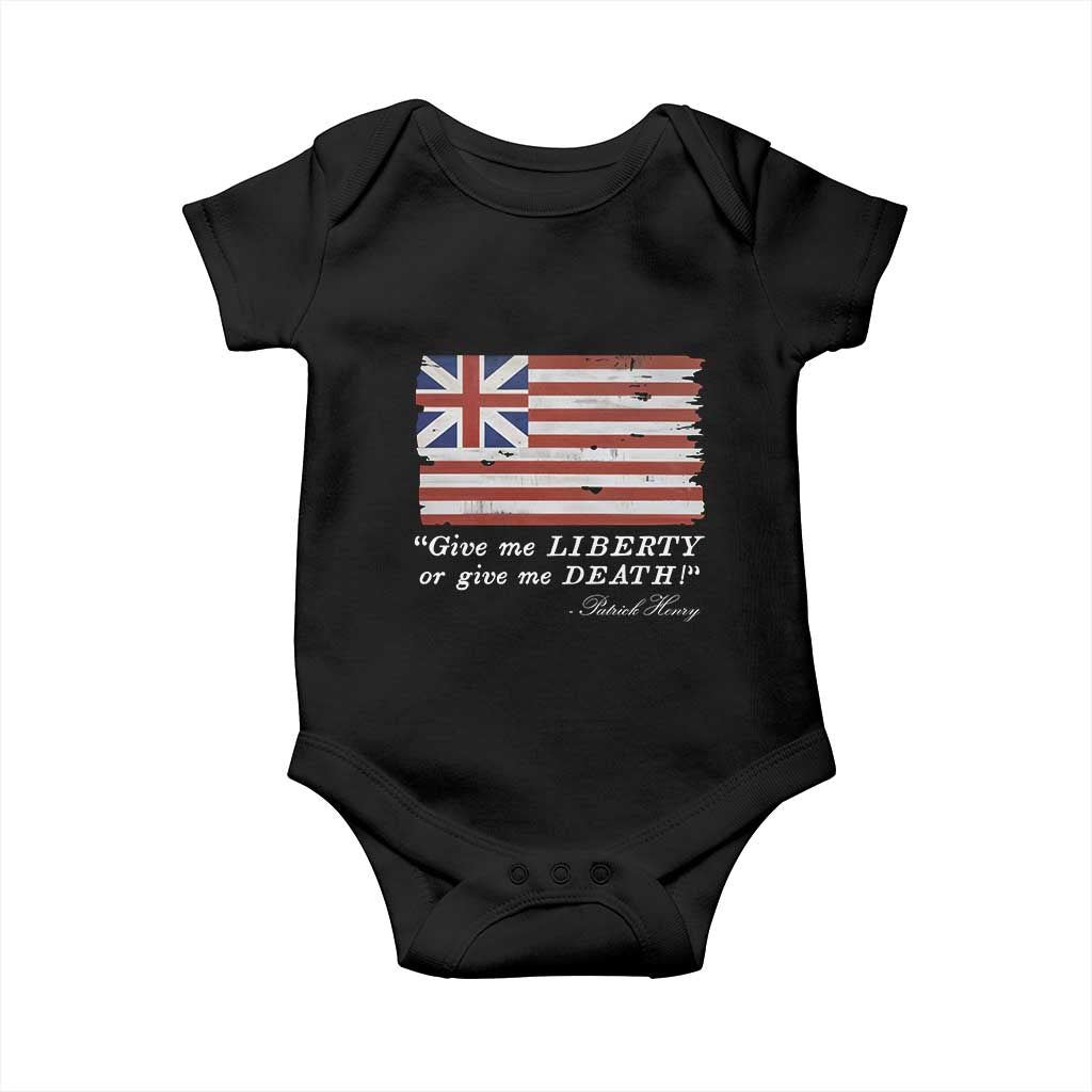 Funny Give Me Liberty Or Give Me Death Baby Onesie Patrick Henry Quote Grand Union Flag TS11 Black Print Your Wear