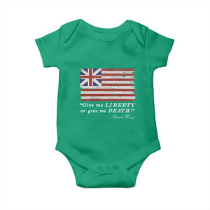 Funny Give Me Liberty Or Give Me Death Baby Onesie Patrick Henry Quote Grand Union Flag TS11 Irish Green Print Your Wear