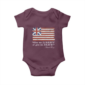 Funny Give Me Liberty Or Give Me Death Baby Onesie Patrick Henry Quote Grand Union Flag TS11 Maroon Print Your Wear