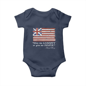 Funny Give Me Liberty Or Give Me Death Baby Onesie Patrick Henry Quote Grand Union Flag TS11 Navy Print Your Wear