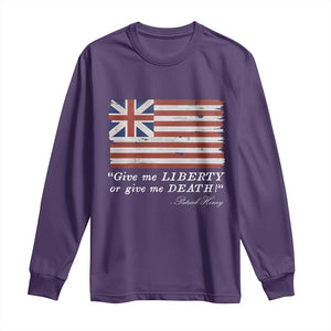 Funny Give Me Liberty Or Give Me Death Long Sleeve Shirt Patrick Henry Quote Grand Union Flag TS11 Purple Print Your Wear