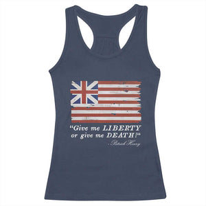 Funny Give Me Liberty Or Give Me Death Racerback Tank Top Patrick Henry Quote Grand Union Flag TS11 Navy Print Your Wear