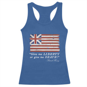 Funny Give Me Liberty Or Give Me Death Racerback Tank Top Patrick Henry Quote Grand Union Flag TS11 Royal Blue Print Your Wear