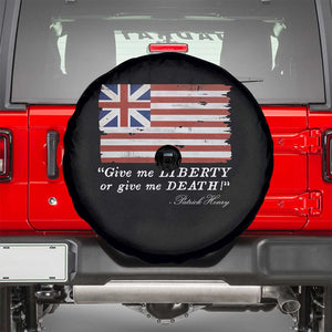 Funny Give Me Liberty Or Give Me Death Spare Tire Cover Patrick Henry Quote Grand Union Flag TS11 Black Print Your Wear