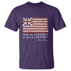 Funny Give Me Liberty Or Give Me Death T Shirt Patrick Henry Quote Grand Union Flag TS11 Purple Print Your Wear