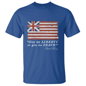 Funny Give Me Liberty Or Give Me Death T Shirt Patrick Henry Quote Grand Union Flag TS11 Royal Blue Print Your Wear