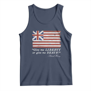 Funny Give Me Liberty Or Give Me Death Tank Top Patrick Henry Quote Grand Union Flag TS11 Navy Print Your Wear
