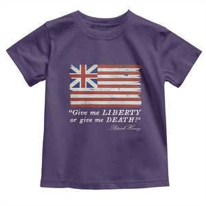Funny Give Me Liberty Or Give Me Death Toddler T Shirt Patrick Henry Quote Grand Union Flag TS11 Purple Print Your Wear