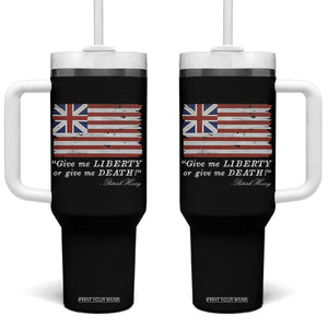 Funny Give Me Liberty Or Give Me Death Tumbler With Handle Patrick Henry Quote Grand Union Flag TS11 One Size: 40 oz Black Print Your Wear