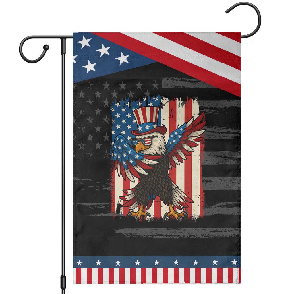 Funny Patriotic Dabbing American Flag Bald Eagle 4th Of July Garden Flag TS11 Distressed Black Blue Print Your Wear