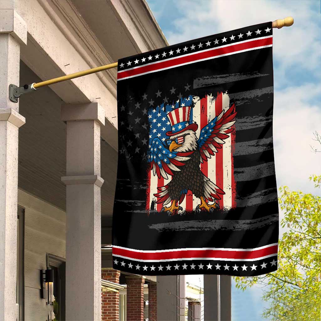 Funny Patriotic Dabbing American Flag Bald Eagle 4th Of July Garden Flag TS11 Distressed Black Red Print Your Wear