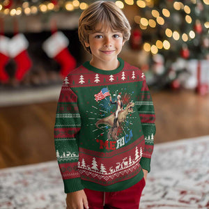 Funny George Washington Riding a Tyrannosaurus Rex 'Merica Knit Sweatshirt American Flag TS11 Christmas Print Your Wear