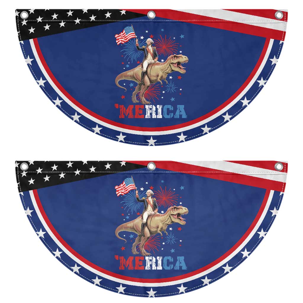 Funny George Washington Riding a Tyrannosaurus Rex 'Merica Patriotic Fan Flag American Flag