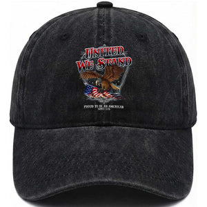 United We Stand Proud To Be An American Since 1776 Washed Cotton Baseball Cap Patriotic USA Flag Eagle TS11 Print Your Wear