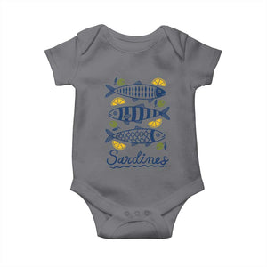 Minimal Sardines Fishermen Aesthetic Retro Baby Onesie TS11 Charcoal Print Your Wear