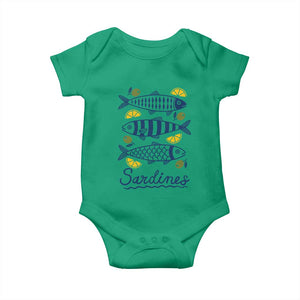 Minimal Sardines Fishermen Aesthetic Retro Baby Onesie TS11 Irish Green Print Your Wear