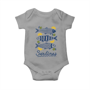 Minimal Sardines Fishermen Aesthetic Retro Baby Onesie TS11 Sport Gray Print Your Wear