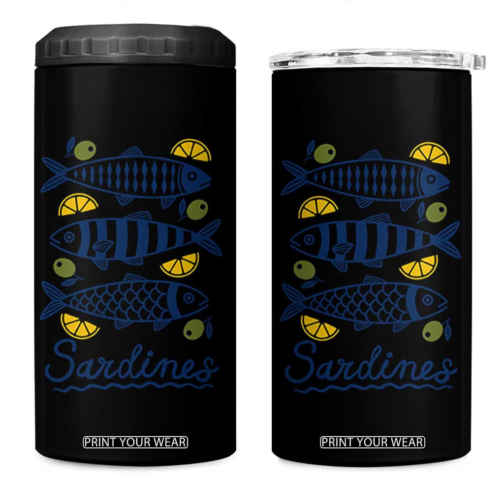 Minimal Sardines Fishermen Aesthetic Retro 4 in 1 Can Cooler Tumbler TS11 One Size: 16 oz White Print Your Wear