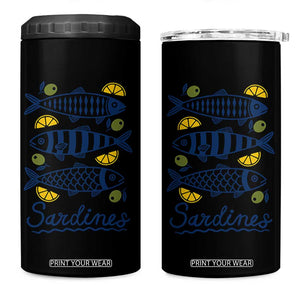Minimal Sardines Fishermen Aesthetic Retro 4 in 1 Can Cooler Tumbler TS11 One Size: 16 oz White Print Your Wear