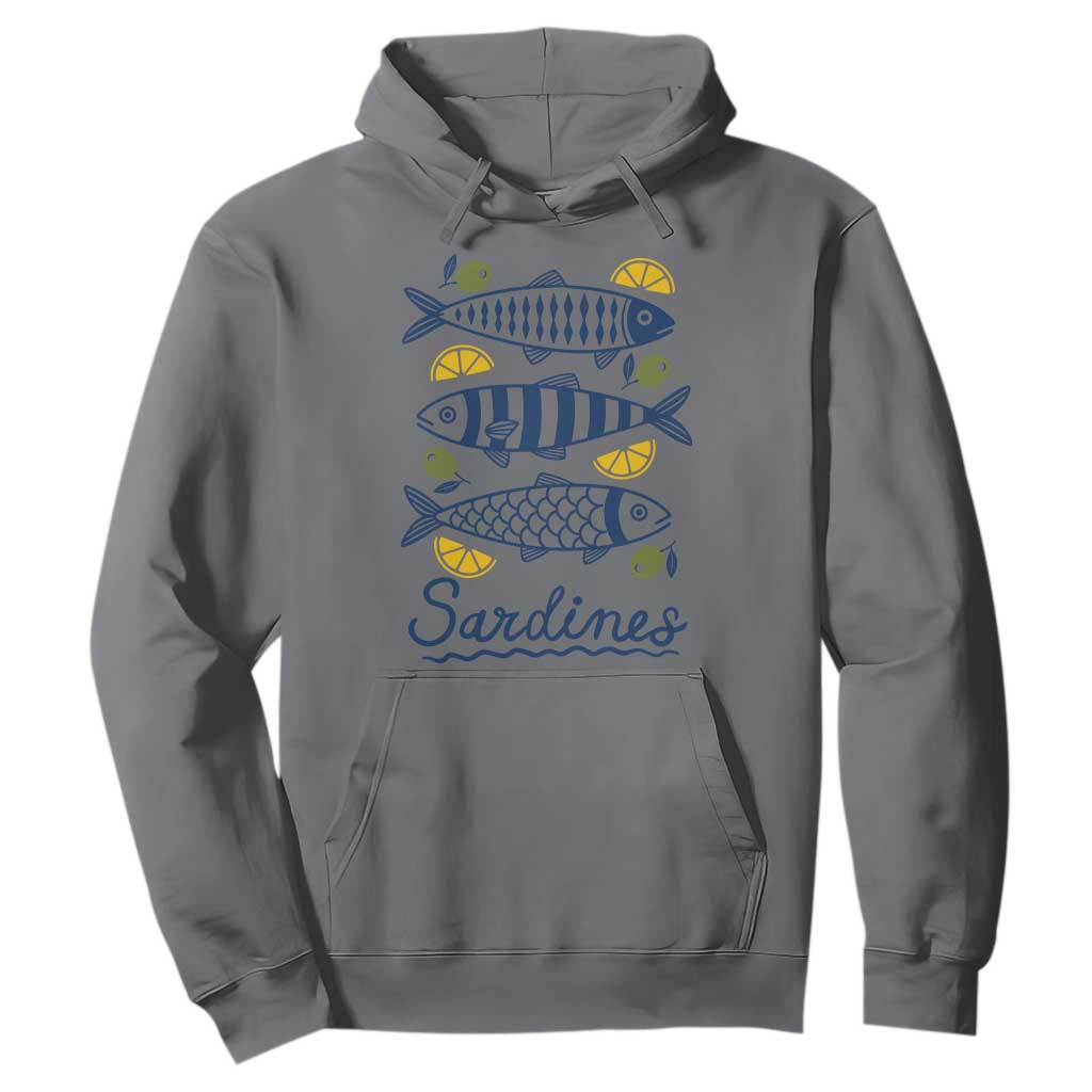 Minimal Sardines Fishermen Aesthetic Retro Hoodie TS11 Charcoal Print Your Wear