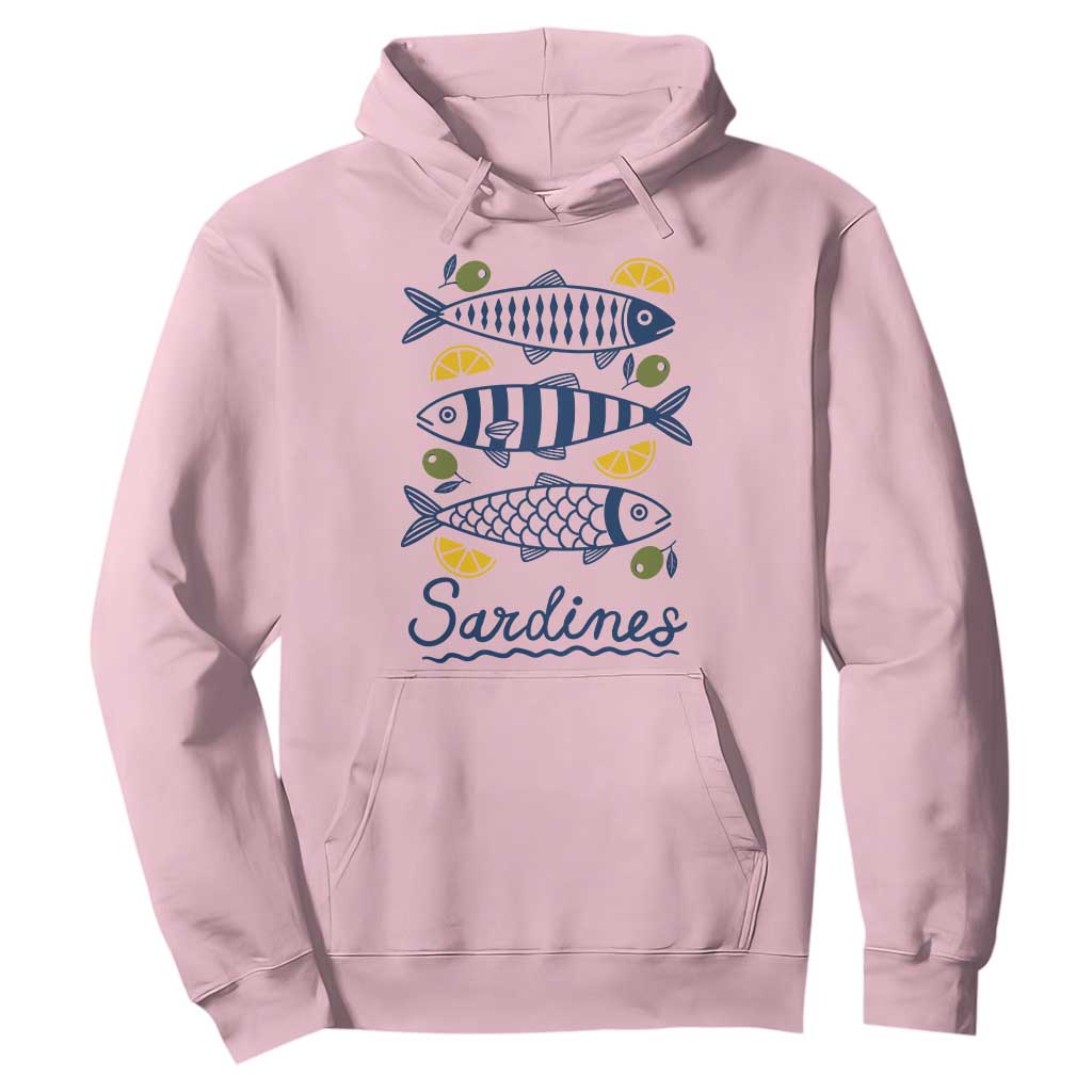 Minimal Sardines Fishermen Aesthetic Retro Hoodie TS11 Light Pink Print Your Wear