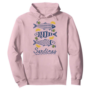 Minimal Sardines Fishermen Aesthetic Retro Hoodie TS11 Light Pink Print Your Wear