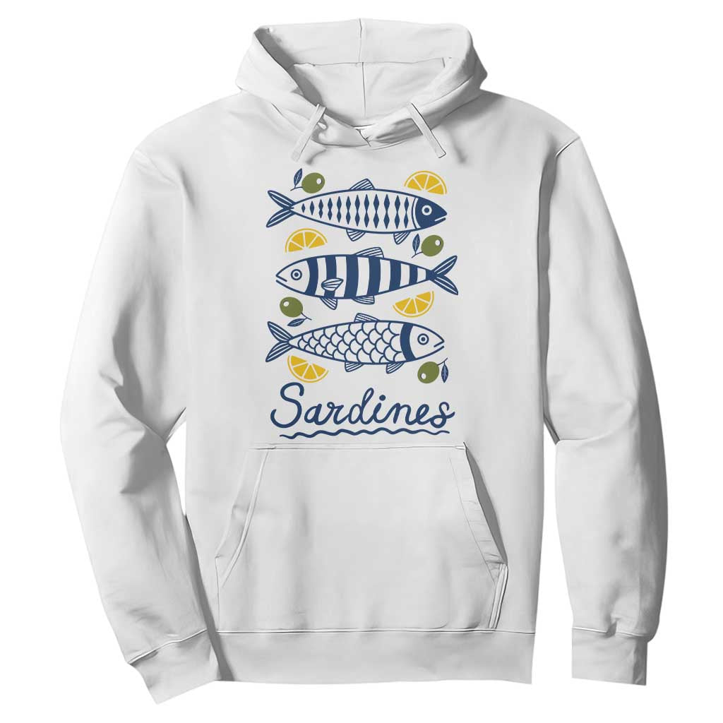 Minimal Sardines Fishermen Aesthetic Retro Hoodie TS11 White Print Your Wear