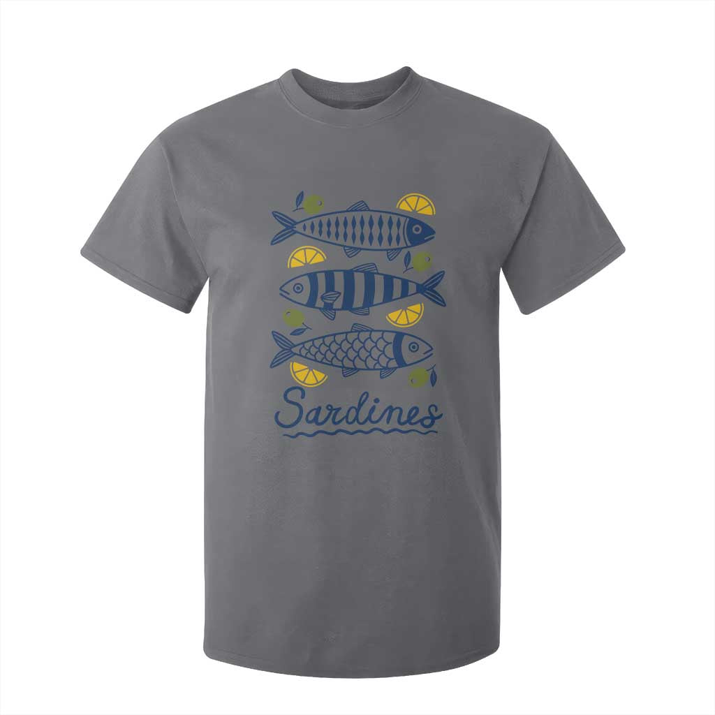 Minimal Sardines Fishermen Aesthetic Retro T Shirt For Kid TS11 Charcoal Print Your Wear