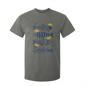 Minimal Sardines Fishermen Aesthetic Retro T Shirt For Kid TS11 Military Green Print Your Wear