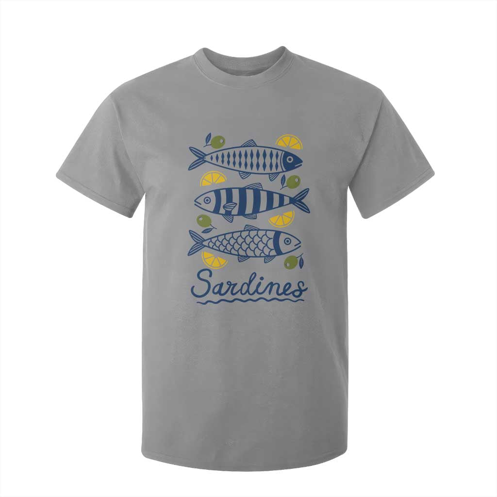 Minimal Sardines Fishermen Aesthetic Retro T Shirt For Kid TS11 Sport Gray Print Your Wear