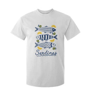 Minimal Sardines Fishermen Aesthetic Retro T Shirt For Kid TS11 White Print Your Wear