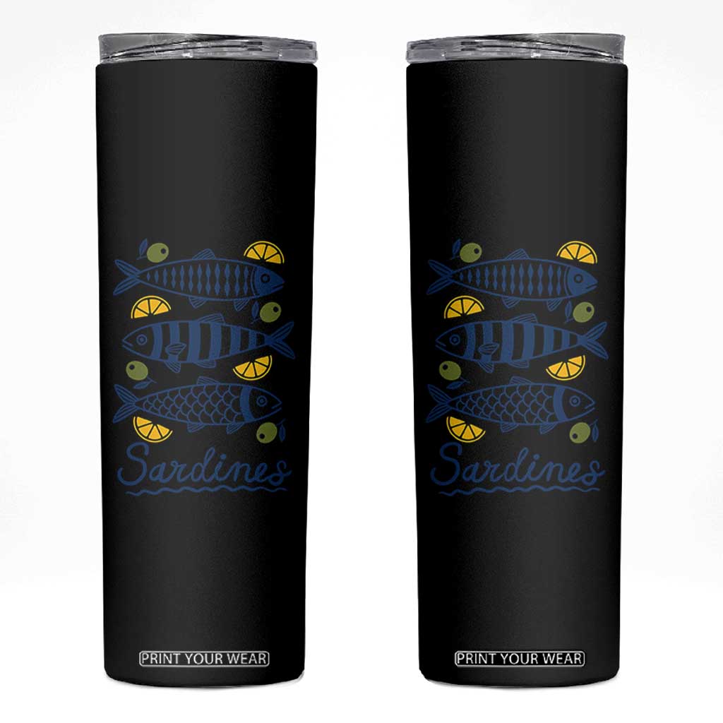 Minimal Sardines Fishermen Aesthetic Retro Skinny Tumbler TS11 White Print Your Wear