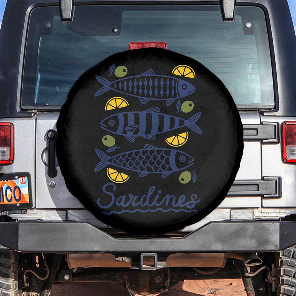 Minimal Sardines Fishermen Aesthetic Retro Spare Tire Cover TS11 No hole White Print Your Wear