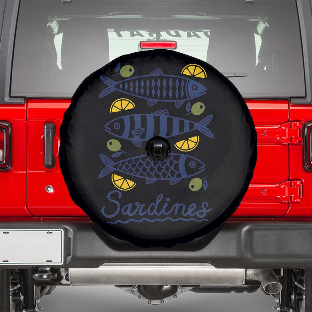 Minimal Sardines Fishermen Aesthetic Retro Spare Tire Cover TS11 White Print Your Wear