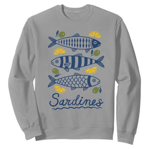 Minimal Sardines Fishermen Aesthetic Retro Sweatshirt TS11 Sport Gray Print Your Wear