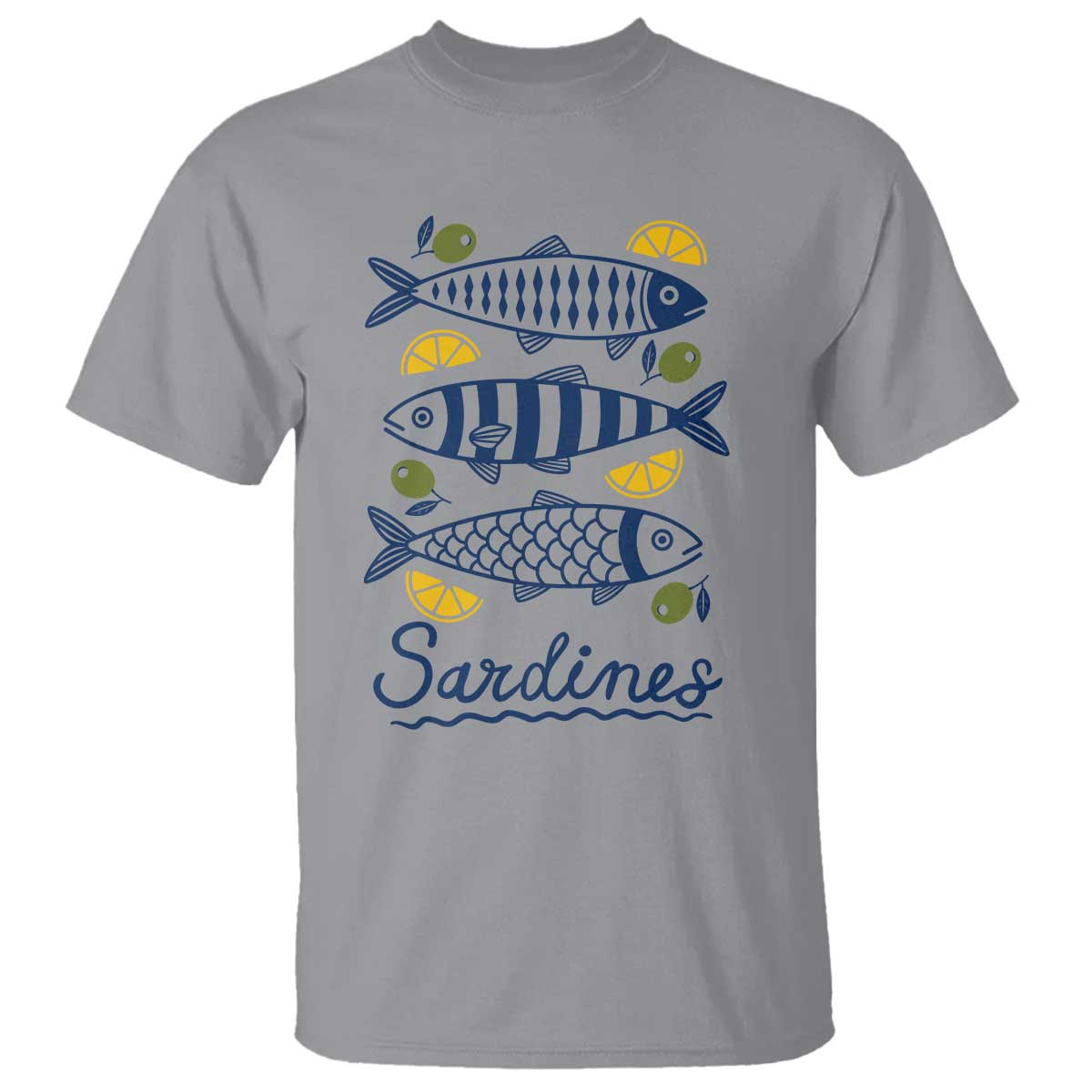 Minimal Sardines Fishermen Aesthetic Retro T Shirt TS11 Sport Gray Print Your Wear