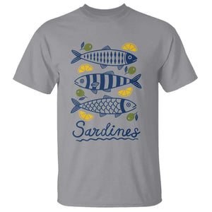 Minimal Sardines Fishermen Aesthetic Retro T Shirt TS11 Sport Gray Print Your Wear