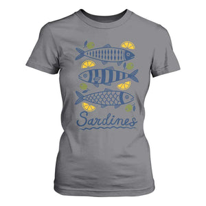 Minimal Sardines Fishermen Aesthetic Retro T Shirt For Women TS11 Charcoal Print Your Wear