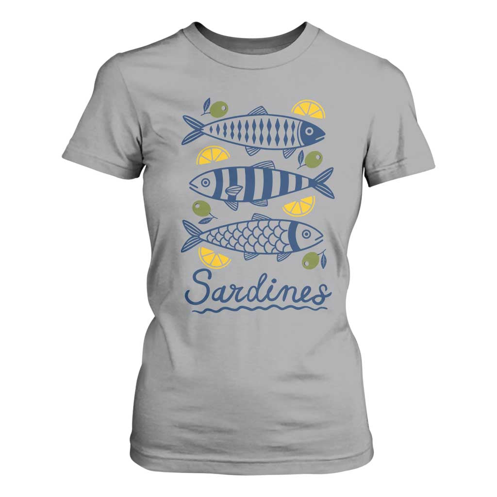 Minimal Sardines Fishermen Aesthetic Retro T Shirt For Women TS11 Sport Gray Print Your Wear