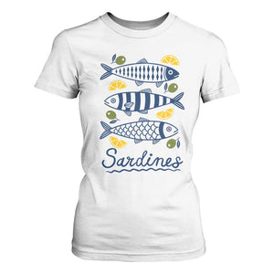 Minimal Sardines Fishermen Aesthetic Retro T Shirt For Women TS11 White Print Your Wear