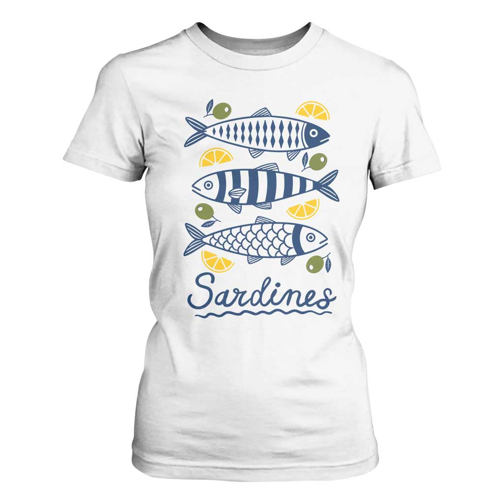 Minimal Sardines Fishermen Aesthetic Retro T Shirt For Women TS11 White Print Your Wear